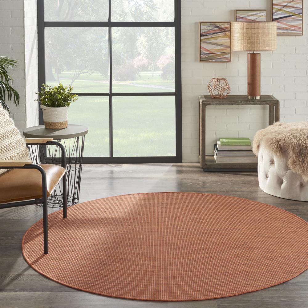 6' Rust Round Power Loom Area Rug. Picture 7