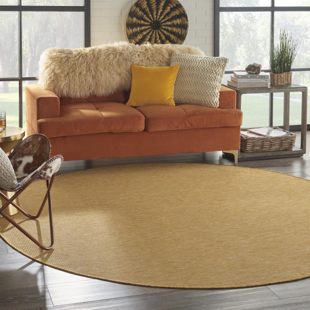 8' Yellow Round Power Loom Area Rug. Picture 6