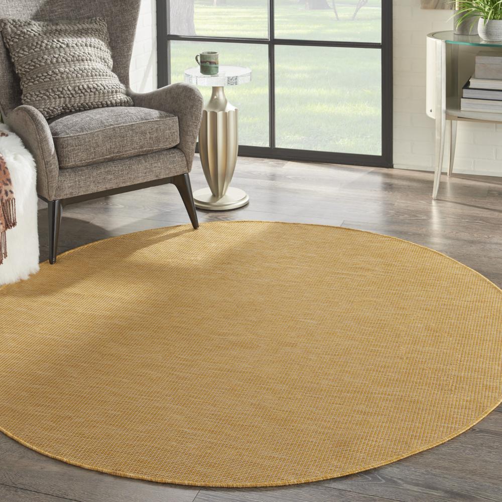 6' Yellow Round Power Loom Area Rug. Picture 5