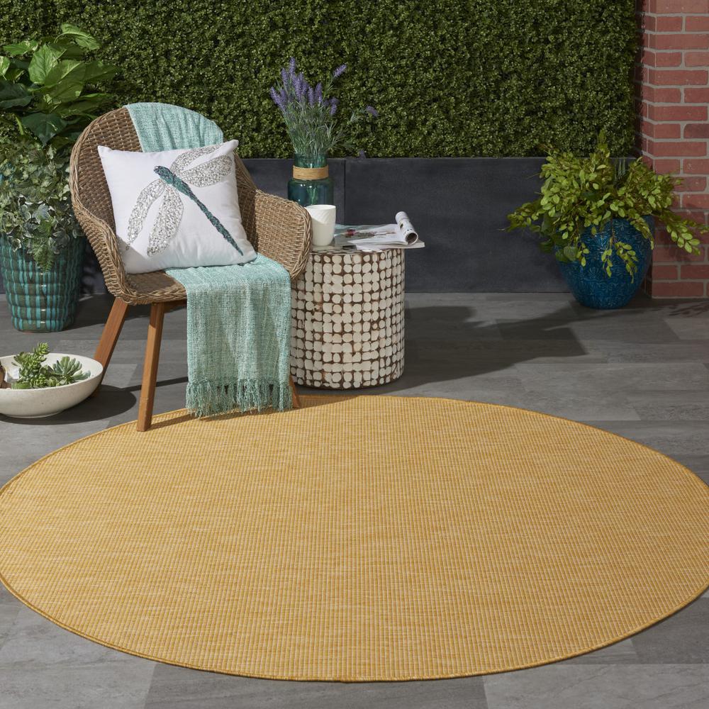 6' Yellow Round Power Loom Area Rug. Picture 7