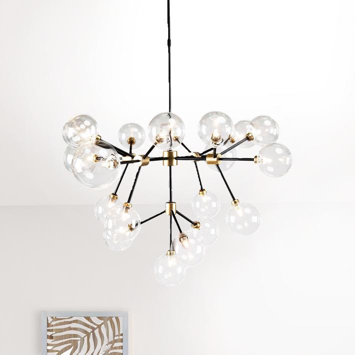 Chandelier Multi Light Iron And Glass Dimmable Ceiling Light. Picture 2