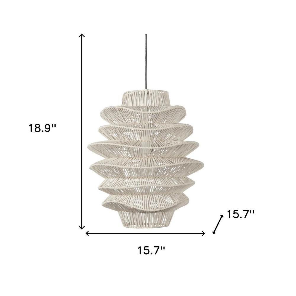 Single Rattan Dimmable Ceiling Light With White Shades. Picture 5