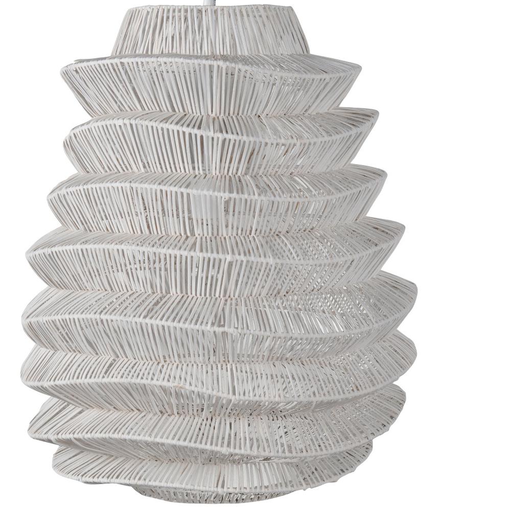 Single Rattan Dimmable Ceiling Light With White Shades. Picture 3