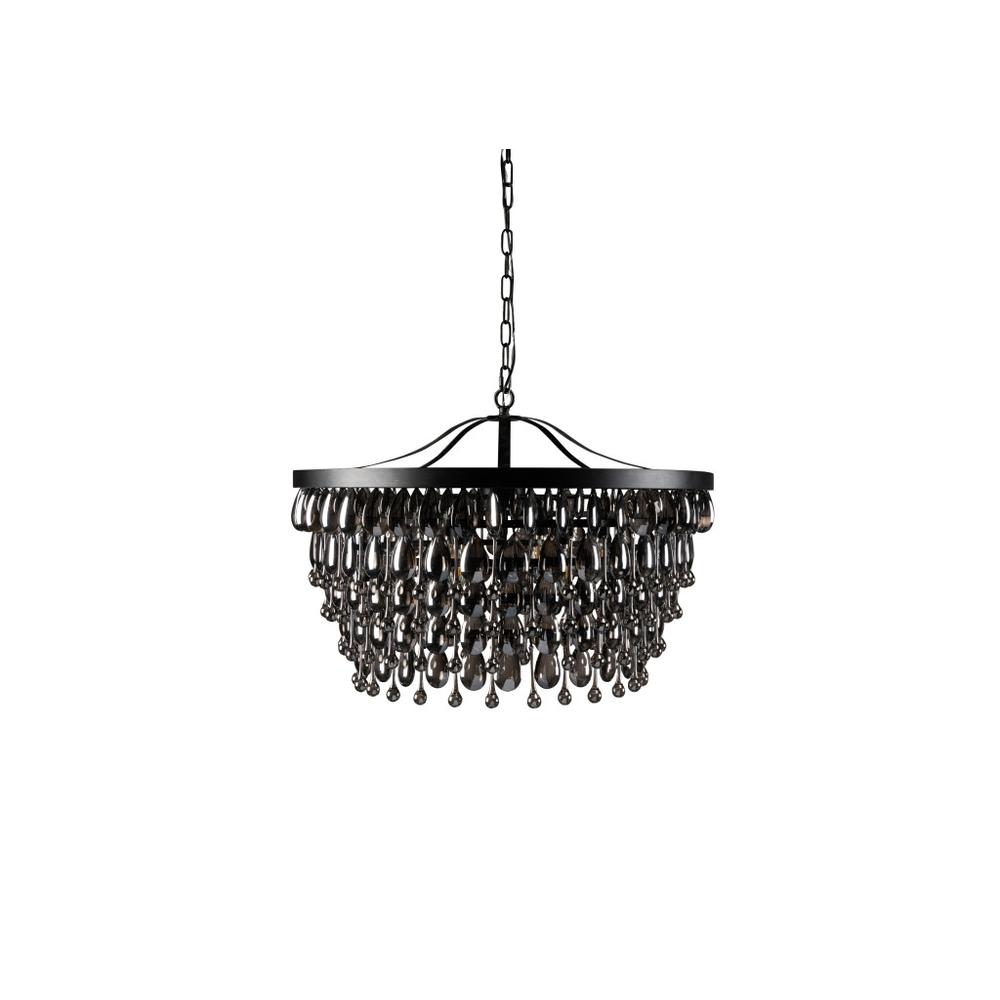 Chandelier Seven Light Iron And Glass Dimmable Semi-Flush Ceiling Light. Picture 1