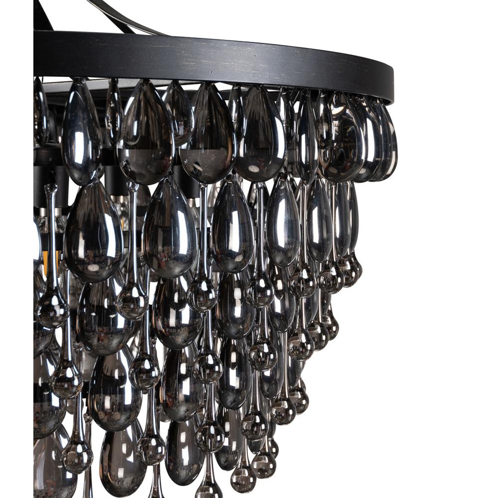 Chandelier Seven Light Iron And Glass Dimmable Semi-Flush Ceiling Light. Picture 3