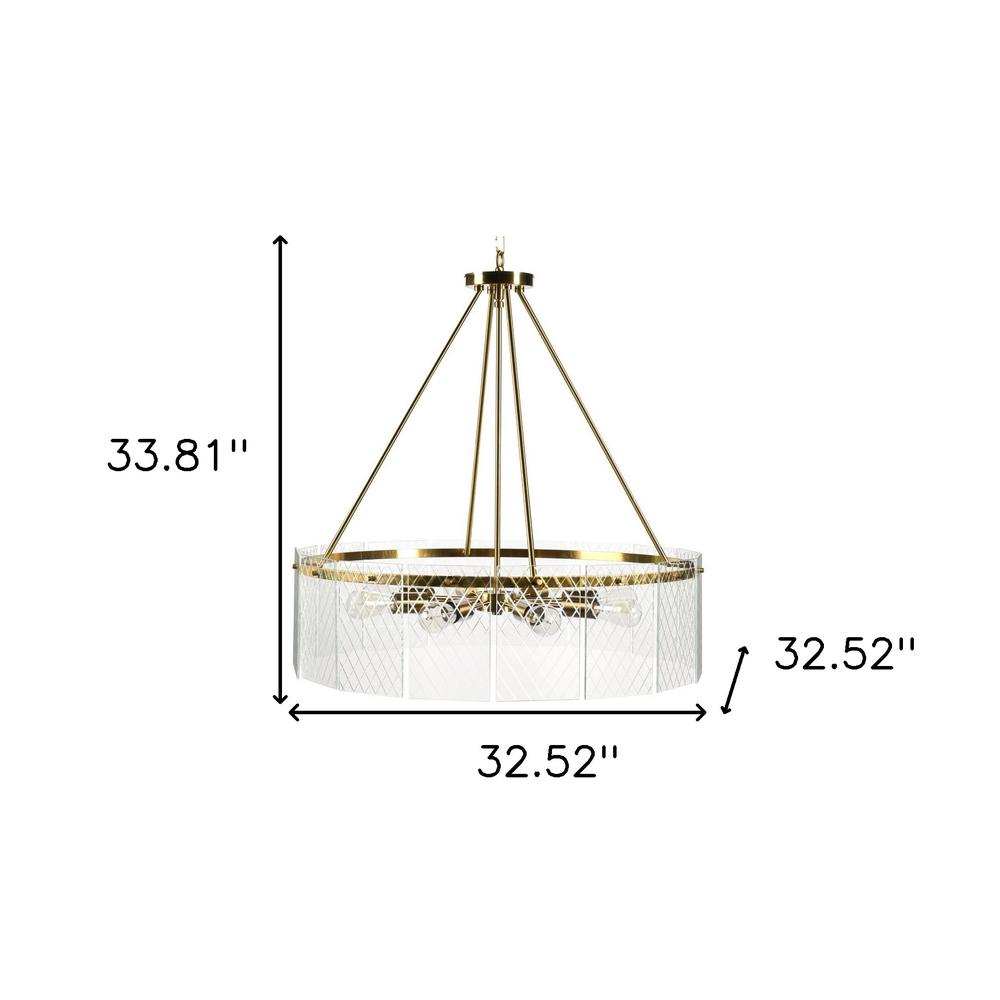 Chandelier Eight Light Iron And Glass Dimmable Semi-Flush Ceiling Light. Picture 7