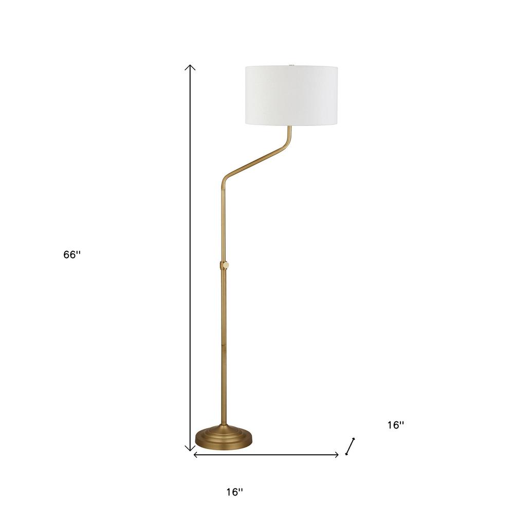 66" Brass Adjustable Traditional Shaped Floor Lamp. Picture 7