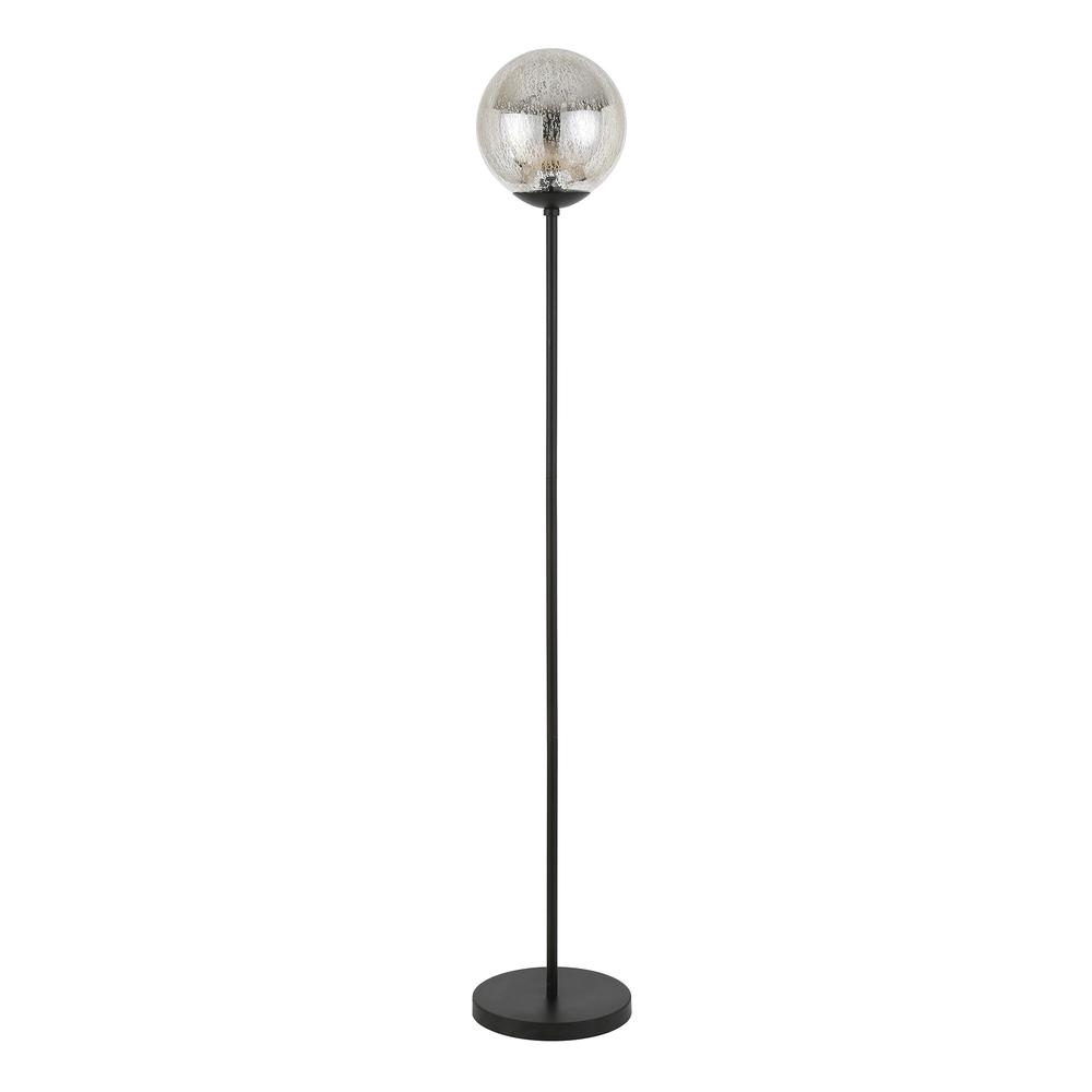66" Black Novelty Floor Lamp With Clear Transparent Glass Globe Shade. Picture 1