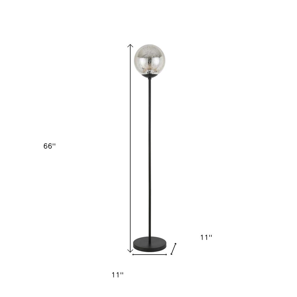 66" Black Novelty Floor Lamp With Clear Transparent Glass Globe Shade. Picture 7