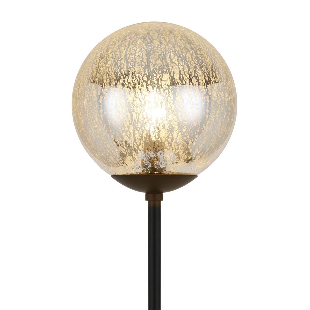 66" Black Novelty Floor Lamp With Clear Transparent Glass Globe Shade. Picture 4