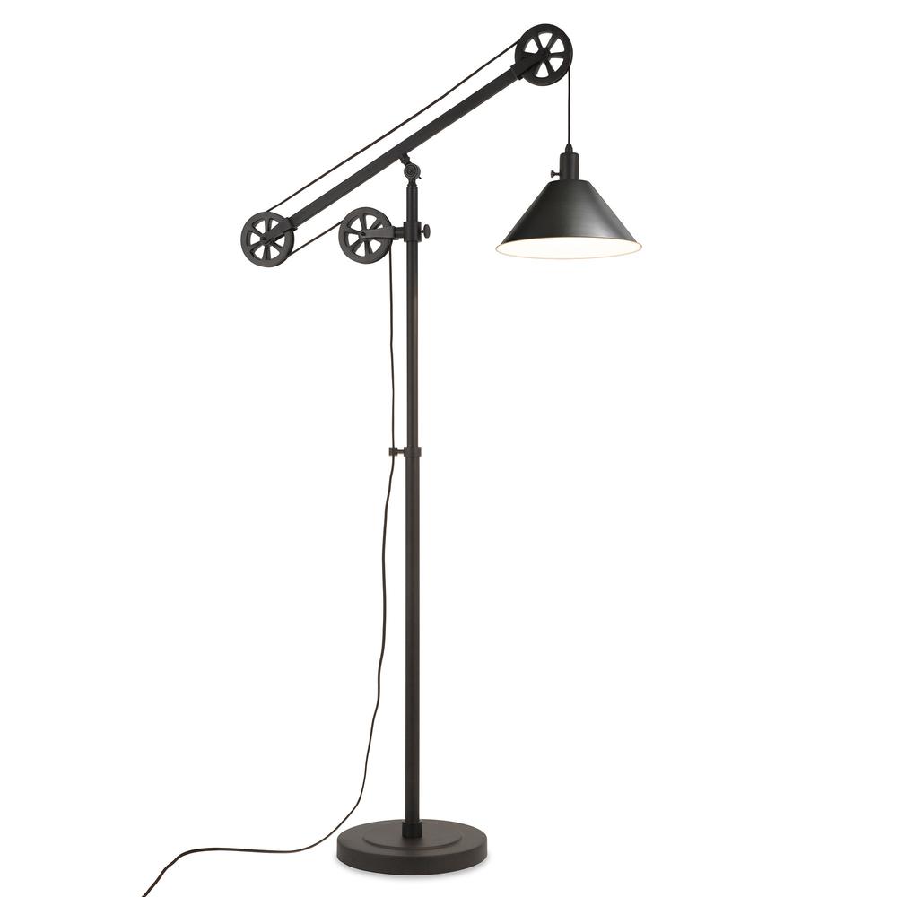 70" Black Reading Floor Lamp With Black Cone Shade. Picture 2