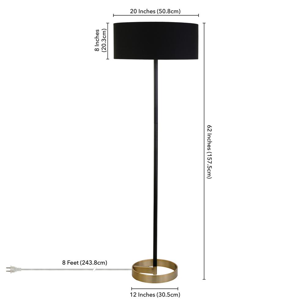 62" Black Traditional Shaped Floor Lamp With Black No Pattern Drum Shade. Picture 7
