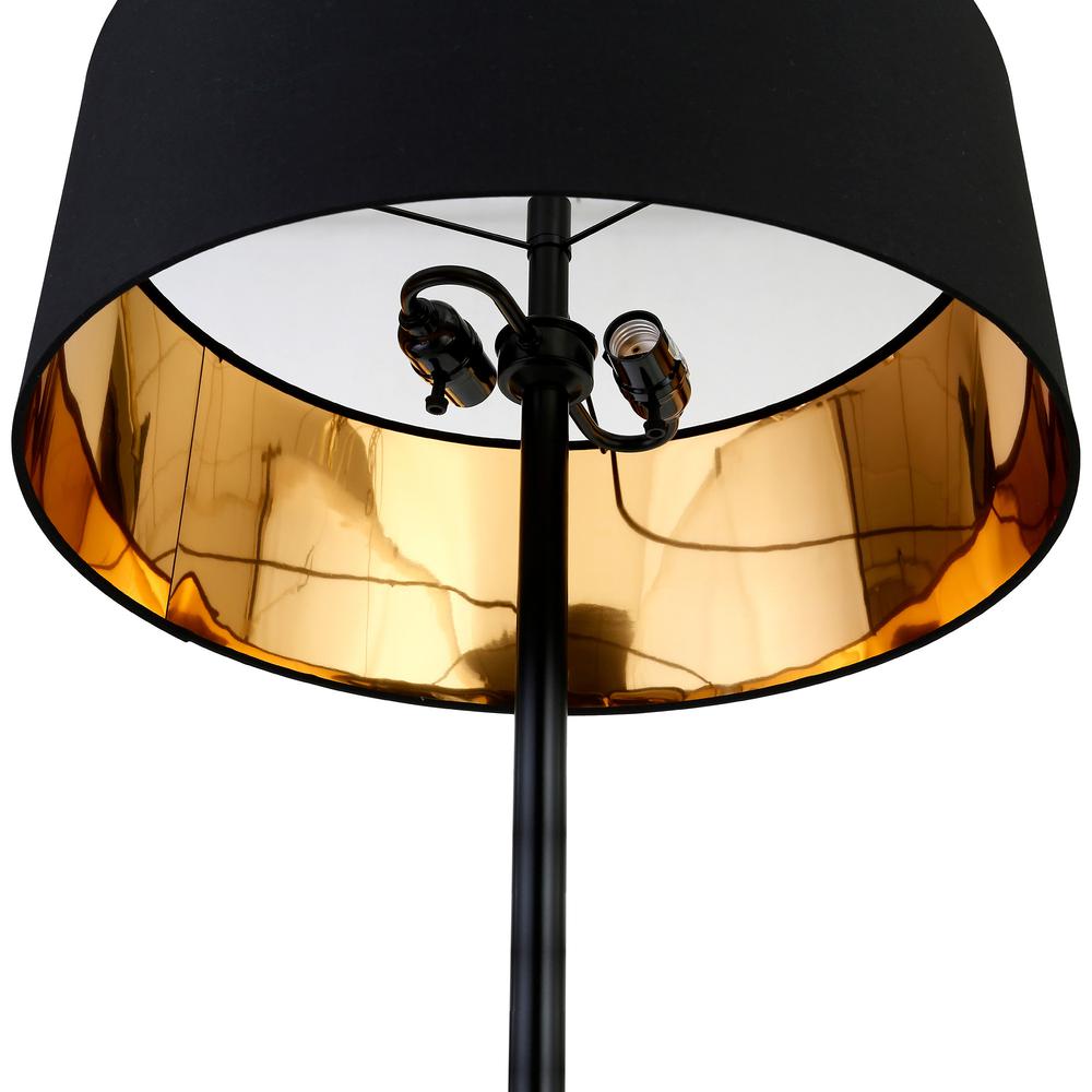 62" Black Traditional Shaped Floor Lamp With Black No Pattern Drum Shade. Picture 4