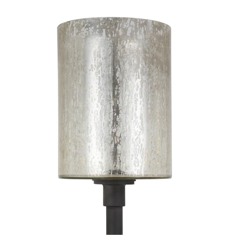68" Black Torchiere Floor Lamp With Clear Transparent Glass Drum Shade. Picture 4