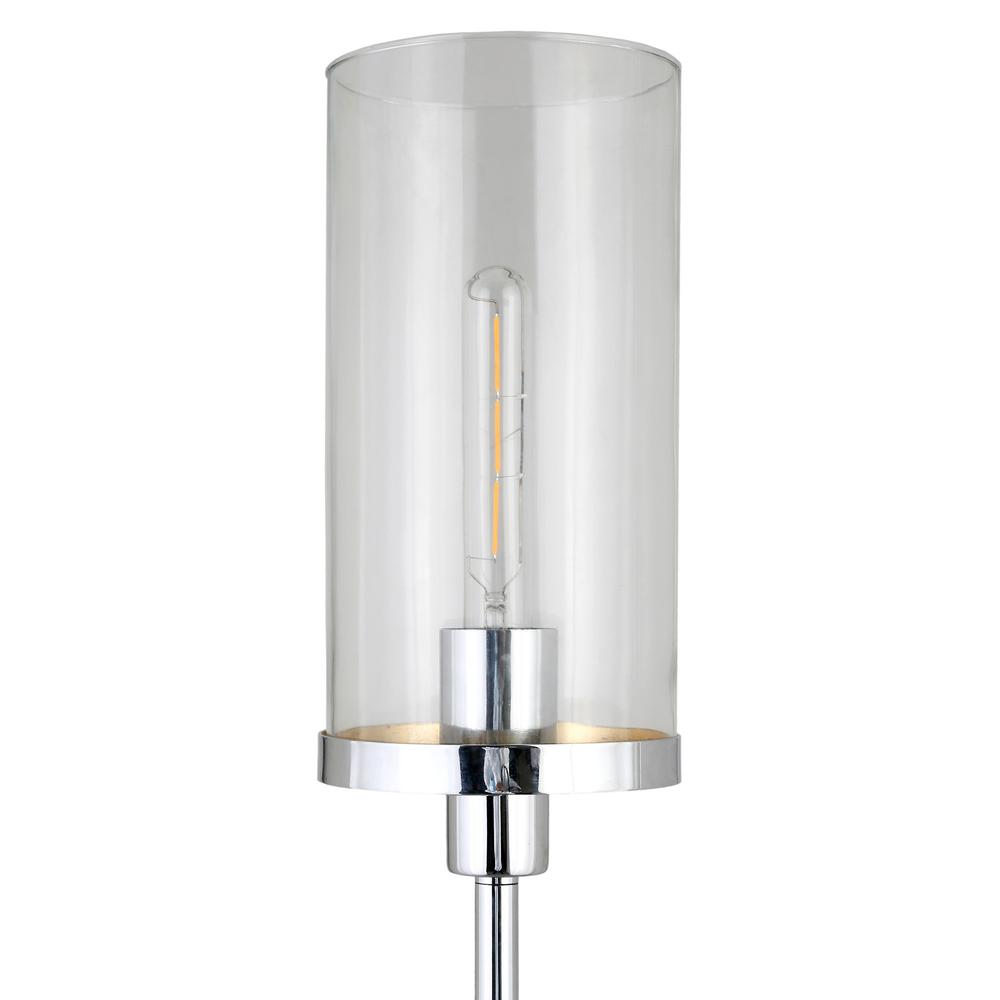 66" Nickel Torchiere Floor Lamp With Clear Transparent Glass Drum Shade. Picture 4