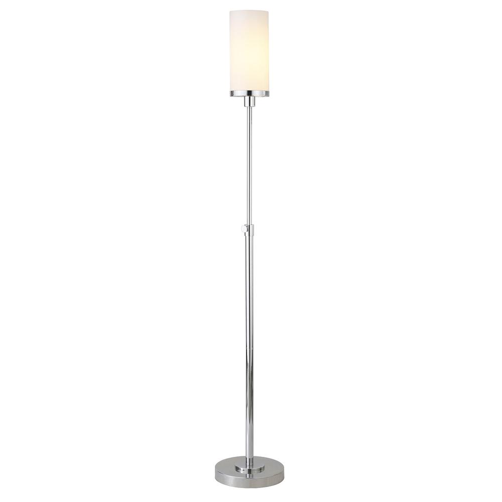 66" Nickel Torchiere Floor Lamp With White Frosted Glass Drum Shade. Picture 3