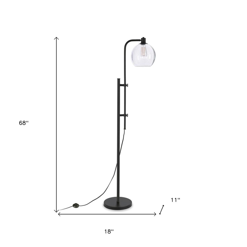 68" Black Adjustable Reading Floor Lamp With Clear Seeded Glass Globe Shade. Picture 7
