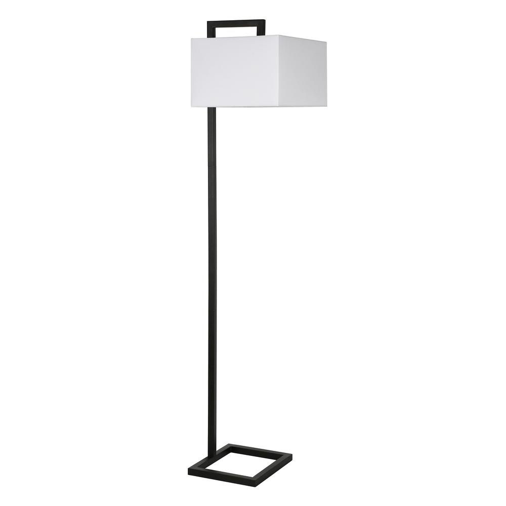 68" Black Floor Lamp With White Frosted Glass Rectangular Shade. Picture 1