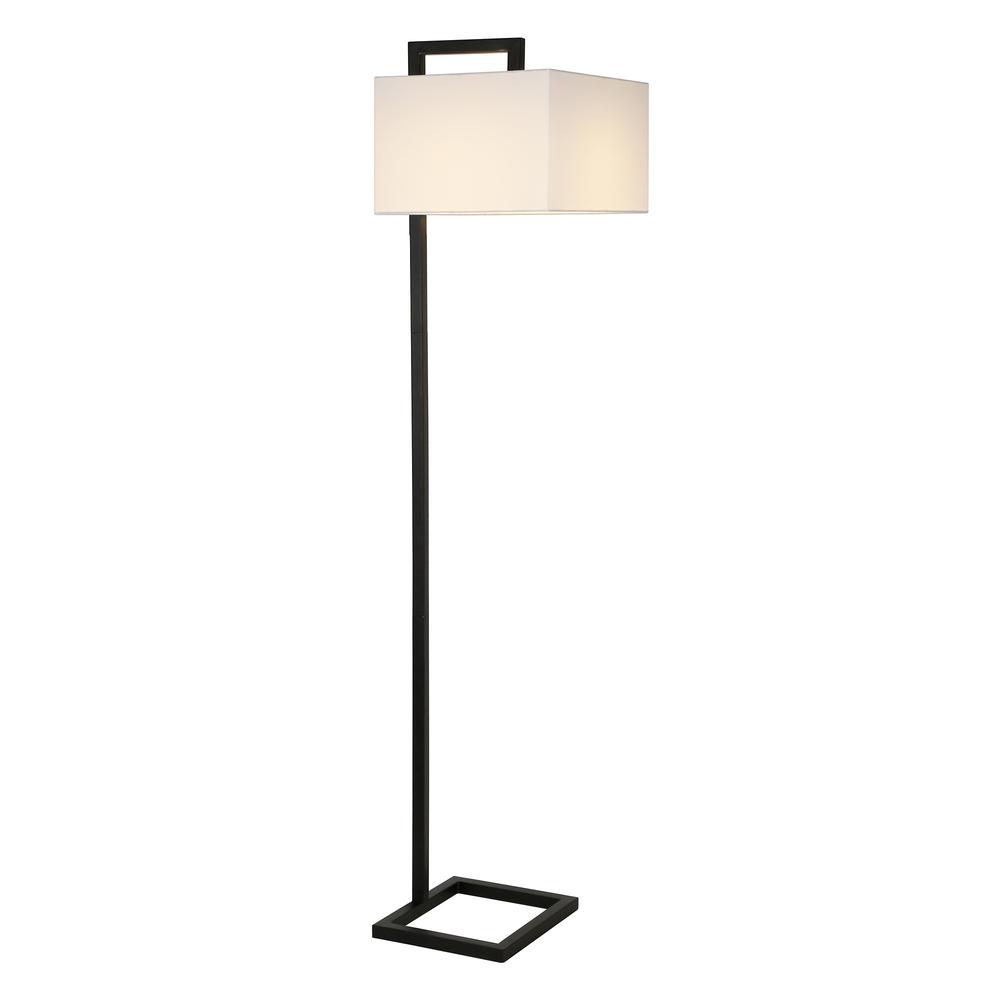 68" Black Floor Lamp With White Frosted Glass Rectangular Shade. Picture 2