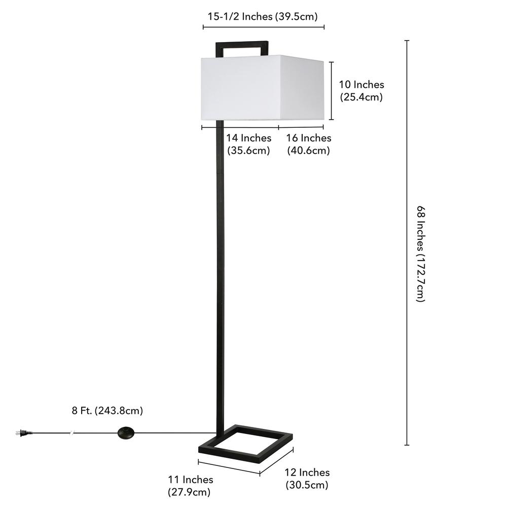 68" Black Floor Lamp With White Frosted Glass Rectangular Shade. Picture 7