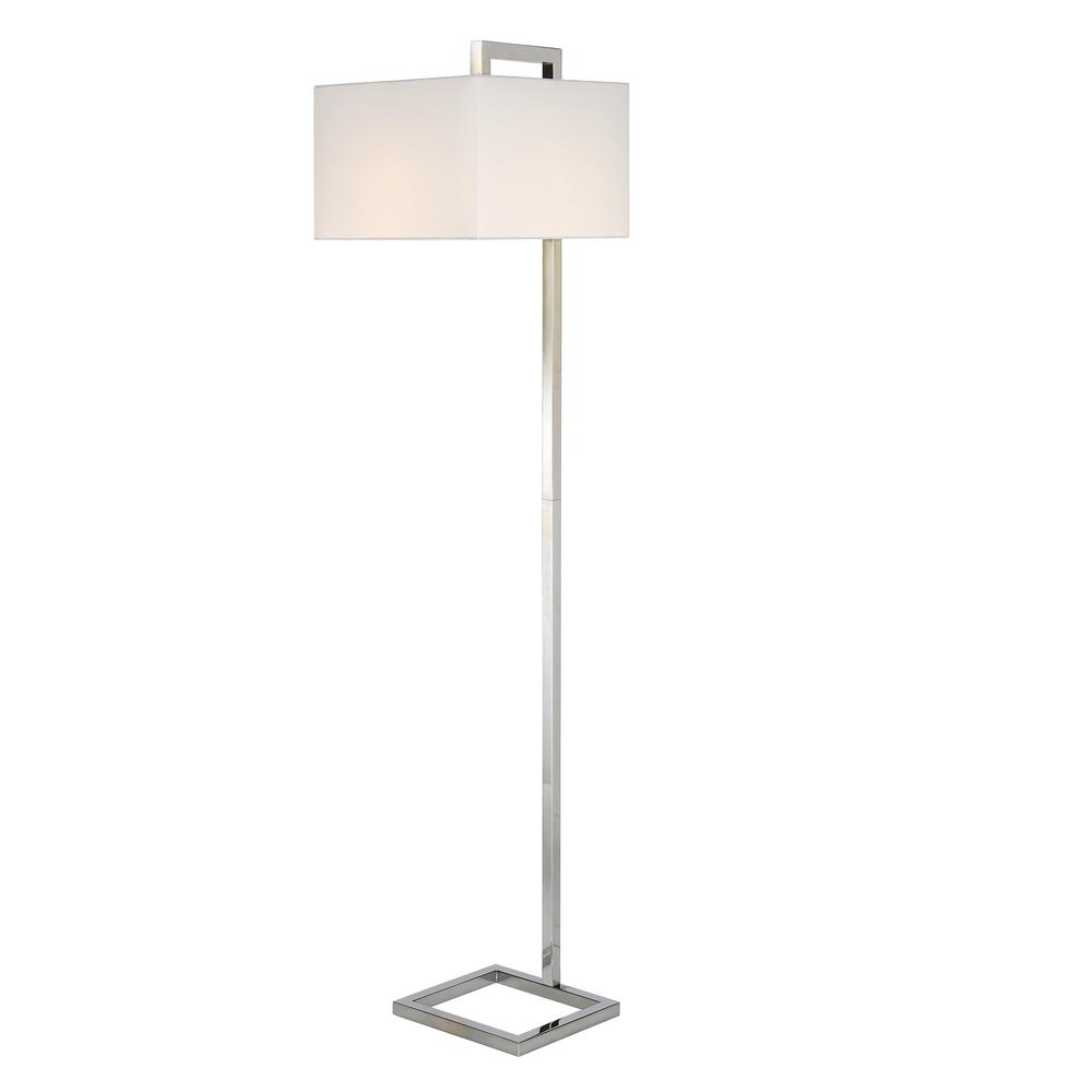 68" Nickel Floor Lamp With White Frosted Glass Rectangular Shade. Picture 3