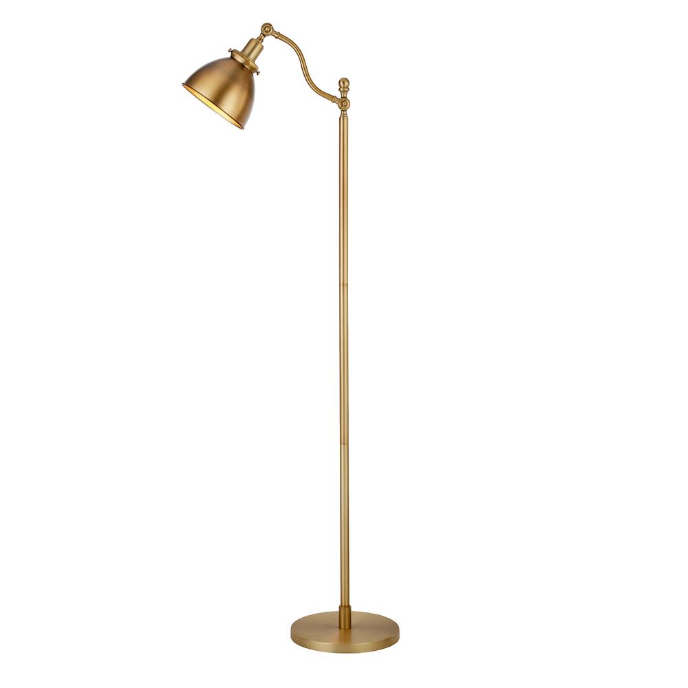 65" Brass Swing Arm Floor Lamp With Brass No Pattern Cone Shade. Picture 2