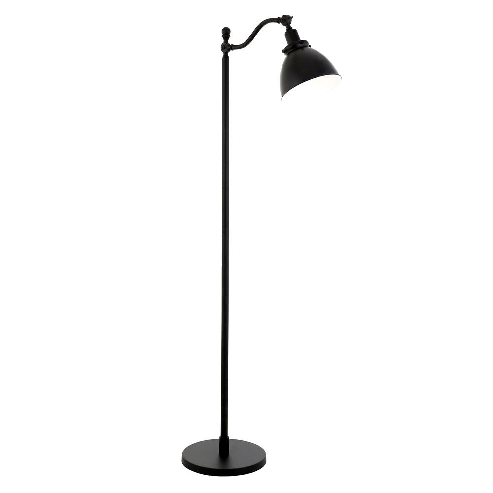 65" Black Swing Arm Floor Lamp With Black Cone Shade. Picture 2