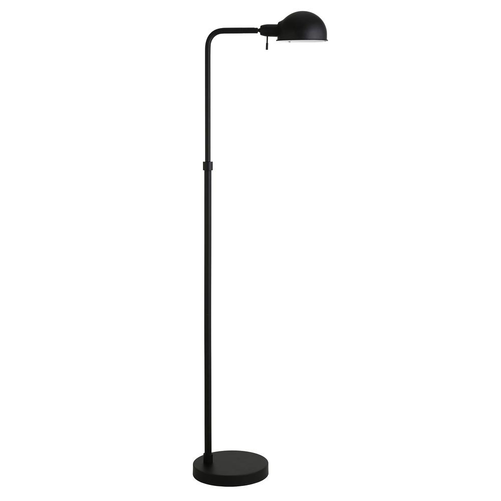 66" Black Reading Floor Lamp With Black Dome Shade. Picture 1
