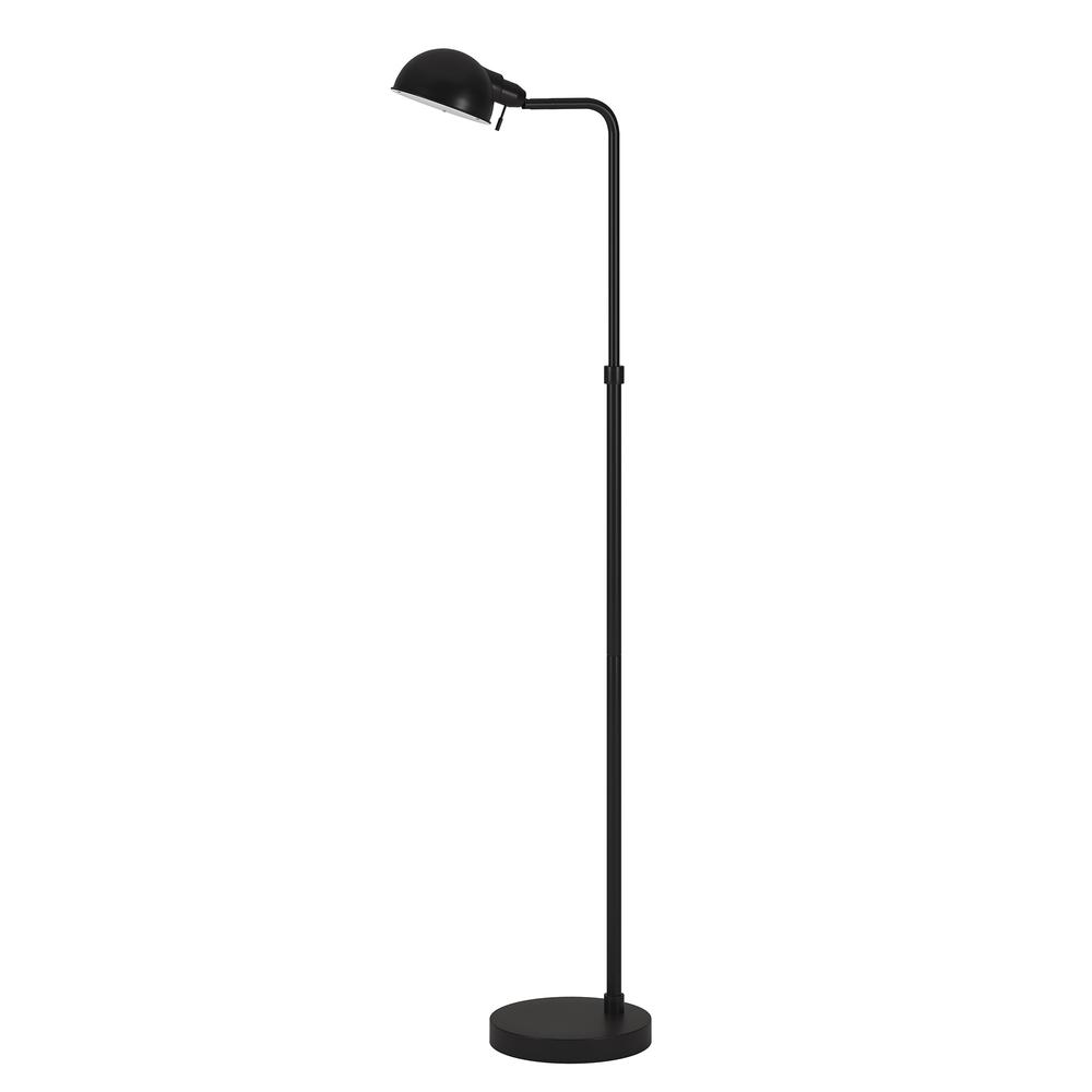 66" Black Reading Floor Lamp With Black Dome Shade. Picture 2