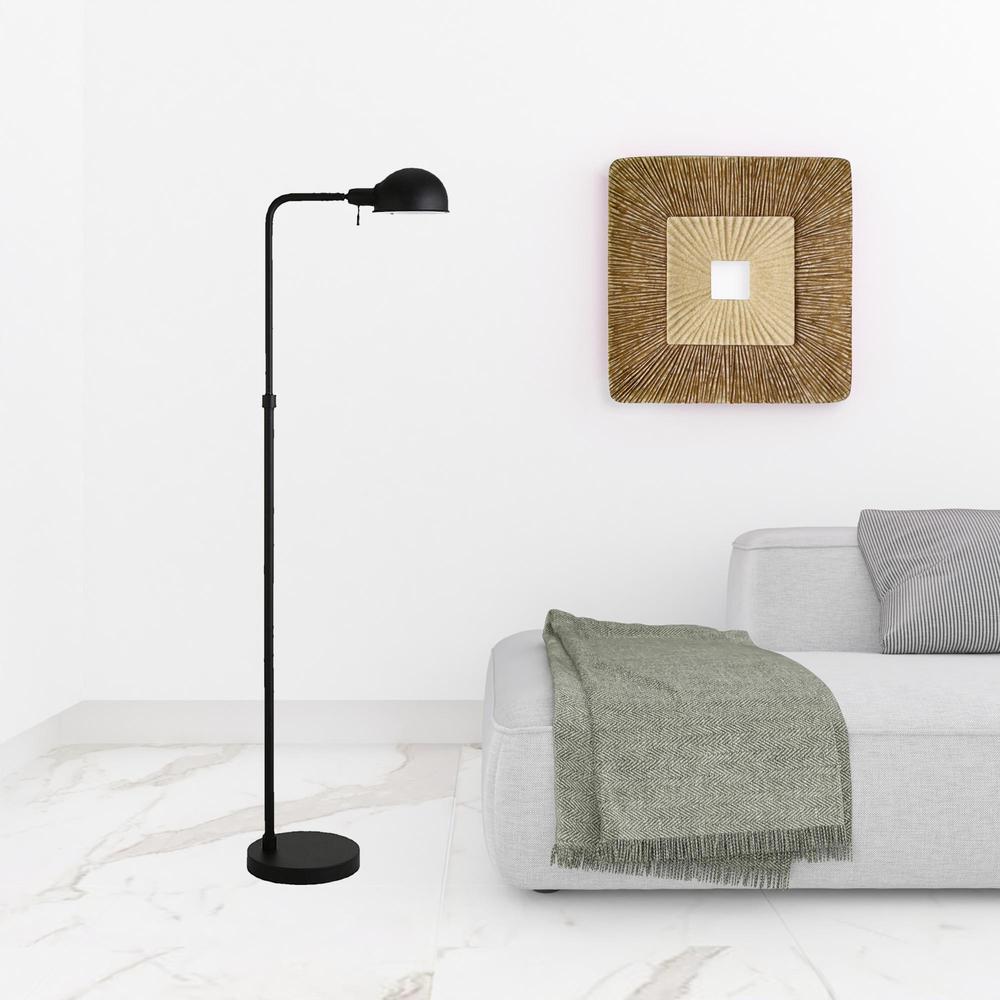 66" Black Reading Floor Lamp With Black Dome Shade. Picture 4