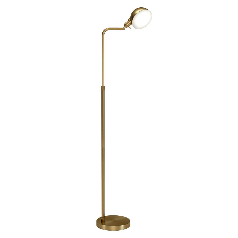 66" Brass Reading Floor Lamp With Gold Dome Shade. Picture 2
