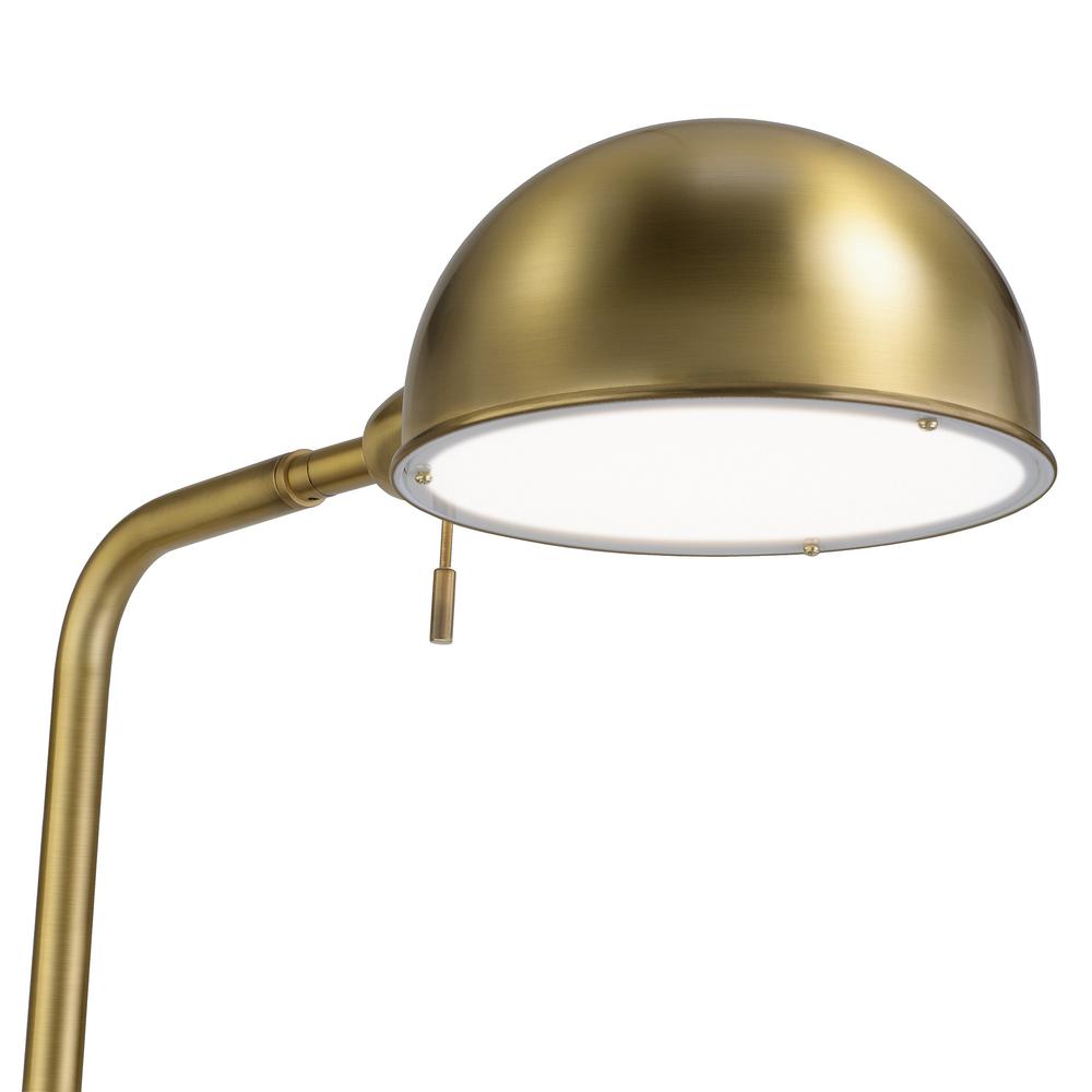 66" Brass Reading Floor Lamp With Gold Dome Shade. Picture 4