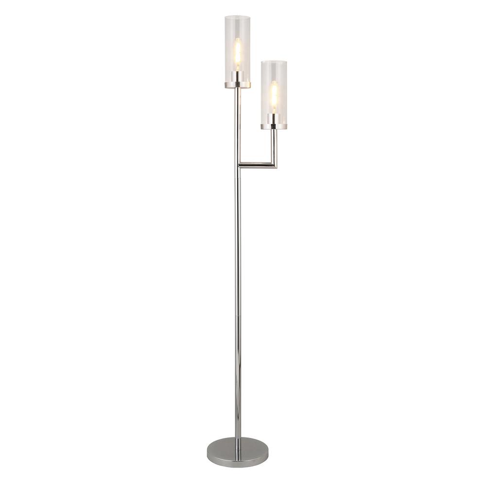 69" Nickel Two Light Torchiere Floor Lamp. Picture 3