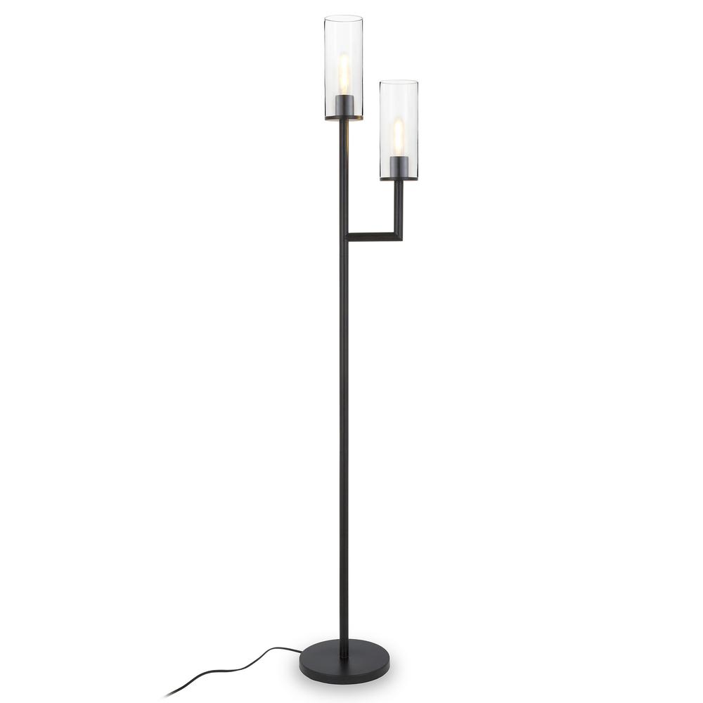 69" Black Two Light Torchiere Floor Lamp. Picture 2
