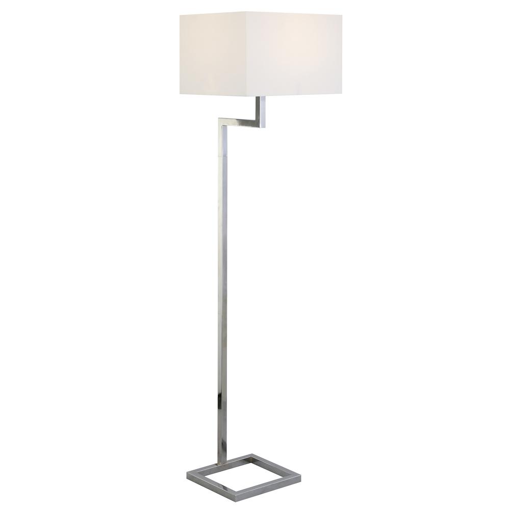 64" Nickel Floor Lamp With White Frosted Glass Rectangular Shade. Picture 3