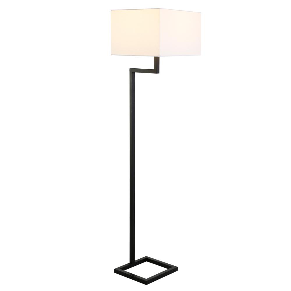 64" Black Floor Lamp With White Frosted Glass Rectangular Shade. Picture 2