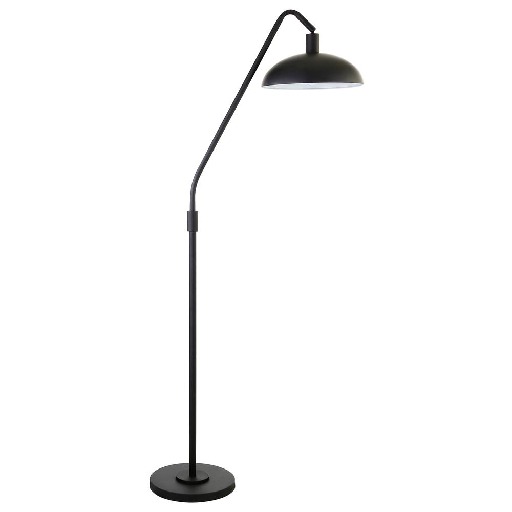 66" Black Reading Floor Lamp With Black Bowl Shade. Picture 1