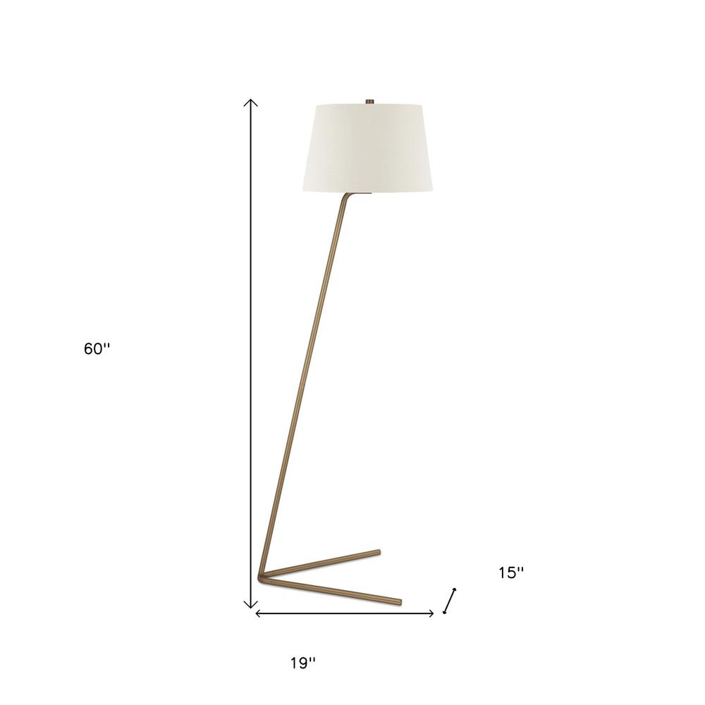 60" Brass Novelty Floor Lamp With White Frosted Glass Drum Shade. Picture 7