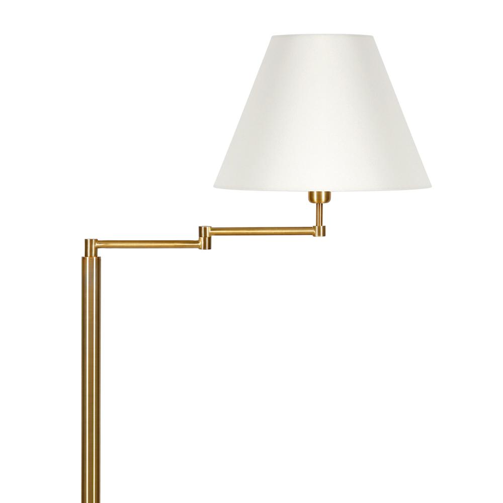 62" Brass Swing Arm Floor Lamp With White Frosted Glass Empire Shade. Picture 5