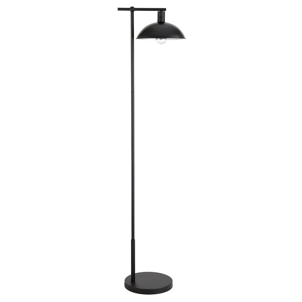 68" Black Reading Floor Lamp With Black Bowl Shade. Picture 1