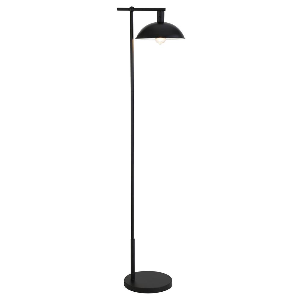 68" Black Reading Floor Lamp With Black Bowl Shade. Picture 2