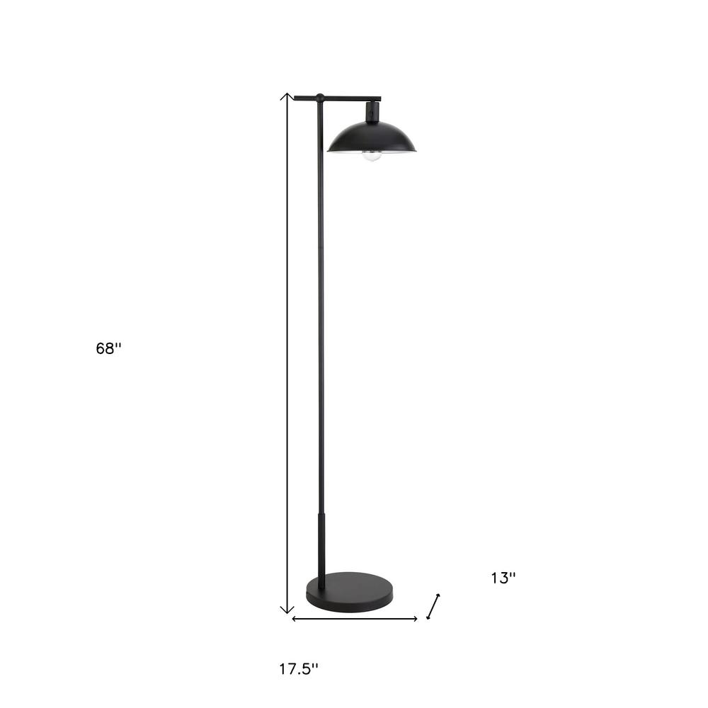 68" Black Reading Floor Lamp With Black Bowl Shade. Picture 6