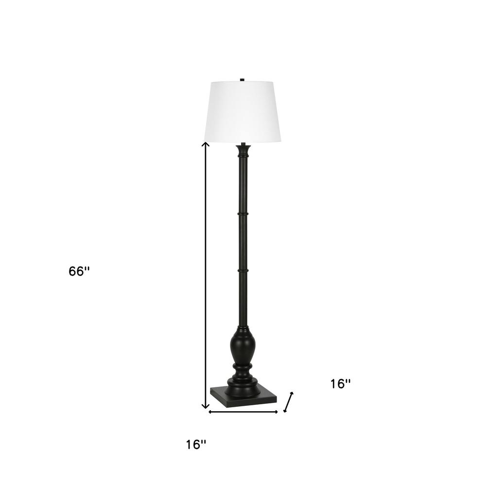 66" Black Traditional Shaped Floor Lamp With White Frosted Glass Empire Shade. Picture 7