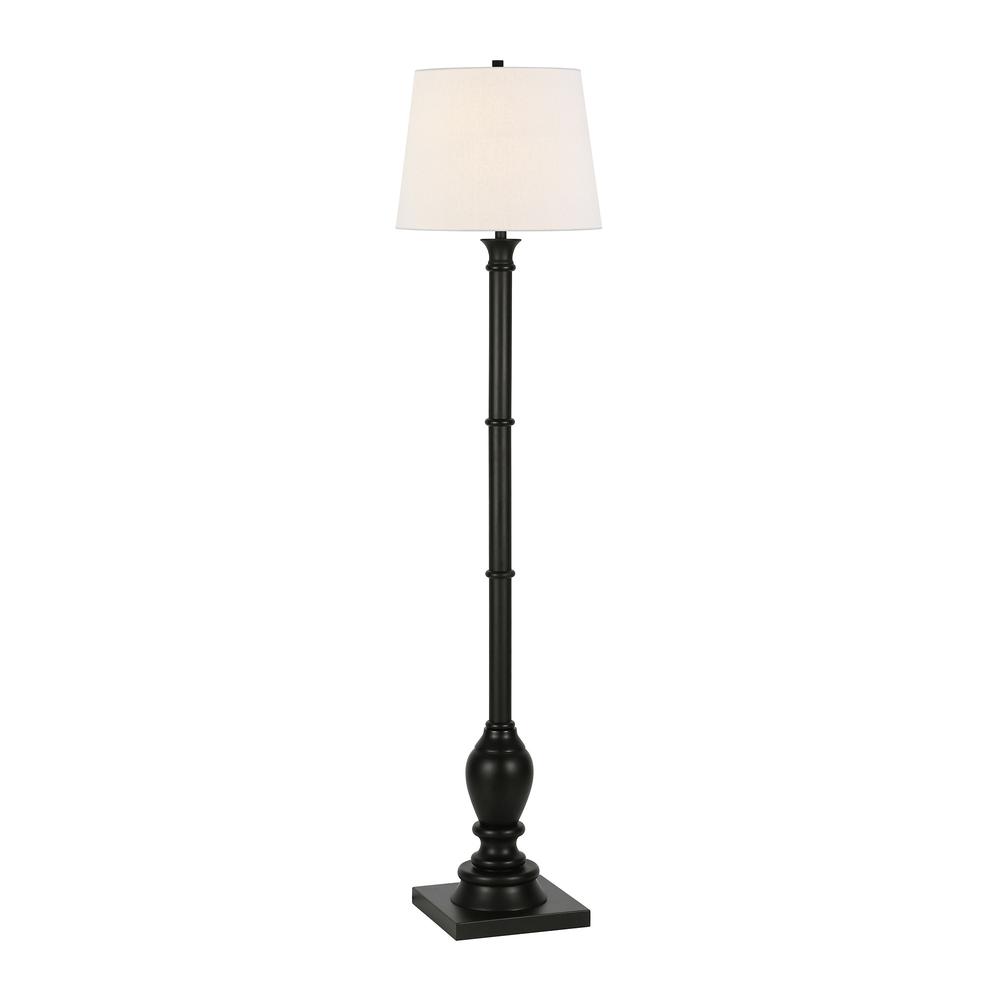 66" Black Traditional Shaped Floor Lamp With White Frosted Glass Empire Shade. Picture 2
