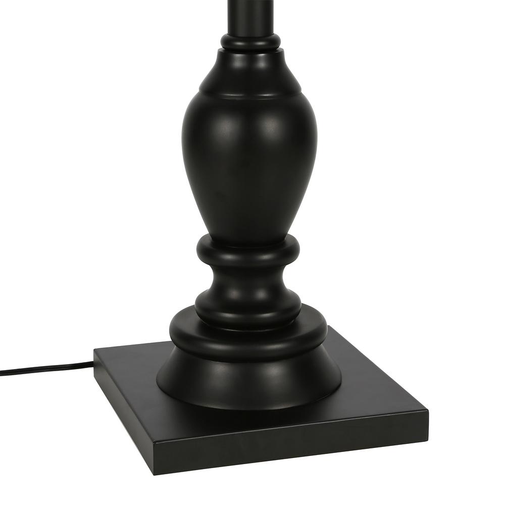66" Black Traditional Shaped Floor Lamp With White Frosted Glass Empire Shade. Picture 4