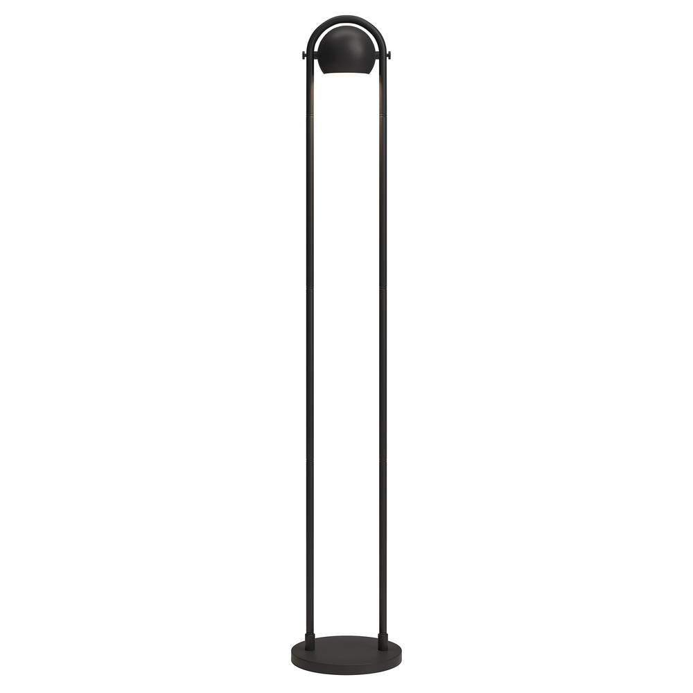 64" Black Column Floor Lamp With Black Globe Shade. Picture 2