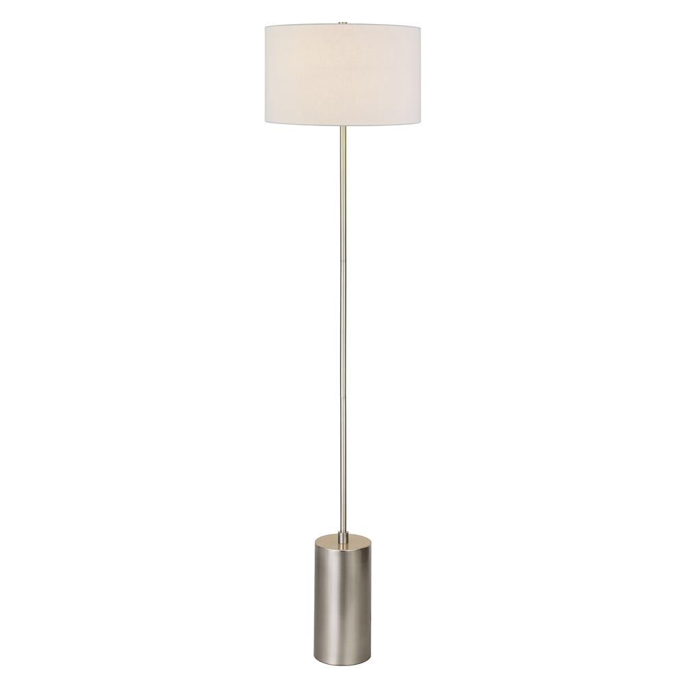 64" Nickel Traditional Shaped Floor Lamp With White Frosted Glass Empire Shade. Picture 2