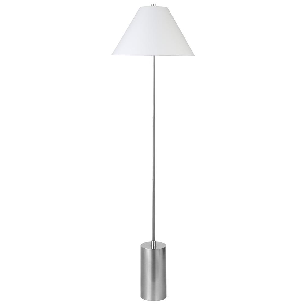 64" Nickel Traditional Shaped Floor Lamp With White Frosted Glass Empire Shade. Picture 1