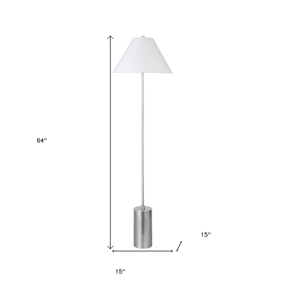 64" Nickel Traditional Shaped Floor Lamp With White Frosted Glass Empire Shade. Picture 6