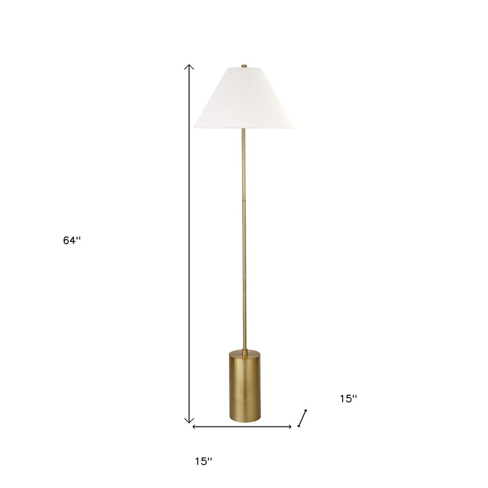 64" Brass Traditional Shaped Floor Lamp With White Frosted Glass Empire Shade. Picture 7